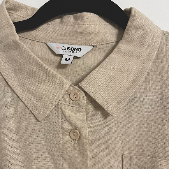 NWT CI Sono Los Angeles Khaki Long Sleeve Crop Top - Picture 4 of 6